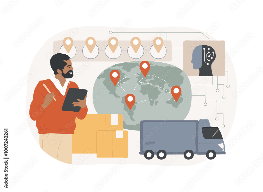 Poster ai forecasting for efficient supply chain abstract concept vector illustration.