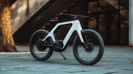 Streamlined electric bicycle tested in urban setting, emphasizing sustainable design and efficiency. AI generated