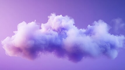 Fototapeta premium Single fluffy white cloud with a purple gradient background.