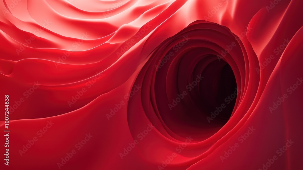 Sticker abstract red swirl background with a dark hole in the center.