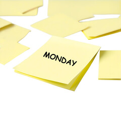 yellow sticky note "monday"