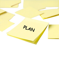 yellow sticky note "plan"