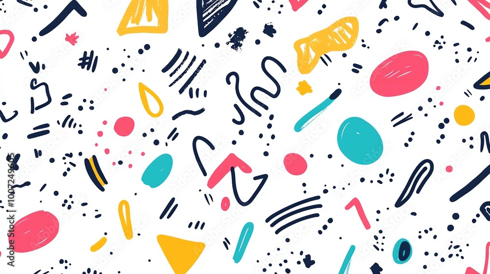 Poster a fun and colorful abstract pattern with bold shapes and lines. perfect for adding a touch of whimsy