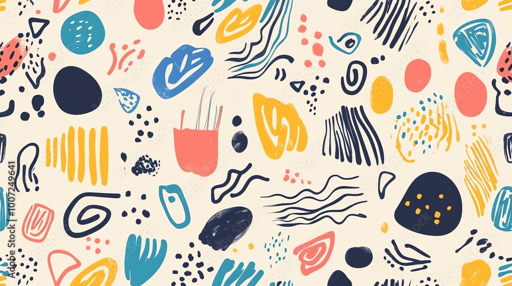 Poster a vibrant and playful abstract pattern featuring bold shapes and colors. the design is perfect for a