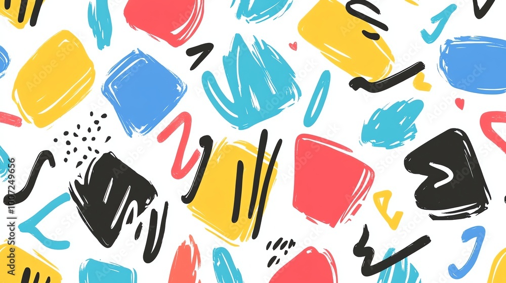 Poster a vibrant and playful abstract pattern featuring bold shapes and colors. the design is perfect for a