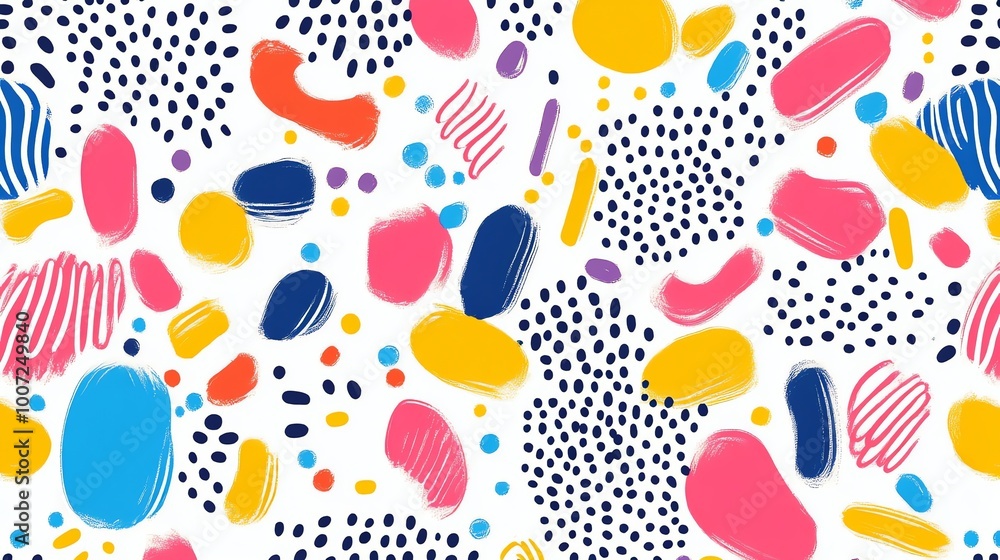 Poster a vibrant and playful abstract pattern featuring bold shapes and colors. the design is perfect for a