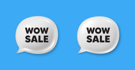 Wow Sale tag. Chat speech bubble 3d icons. Special offer price sign. Advertising Discounts symbol. Wow sale chat offer. Speech bubble banners set. Text box balloon. Vector