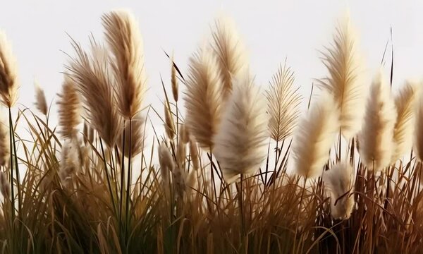 Plantas y flores de muchas clases aisladas en blanco y movidas por el viento.
Fondo de naturaleza y vegetacion.