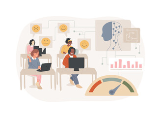 AI-Powered Employee Engagement Analysis abstract concept vector illustration.