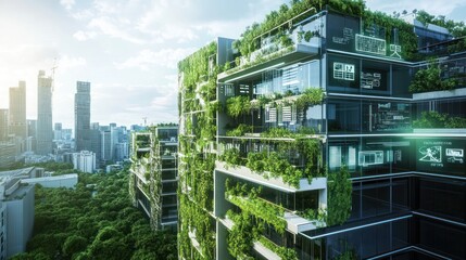 Obraz premium Green Building in Urban Landscape