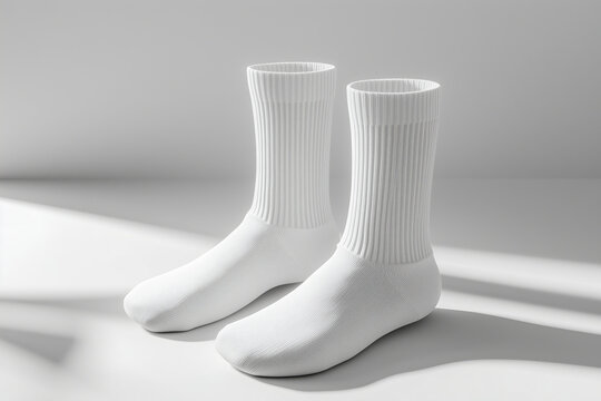 Blank white high socks mockup template design isolated on white background.