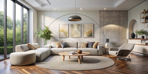 Modern Minimalist Living Room with Neutral Tones and Natural Light, Interior Design, Home Decor, Living Room