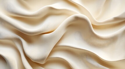 Fototapeta premium A close-up of the folds in cream-colored silk fabric, creating an elegant and luxurious background