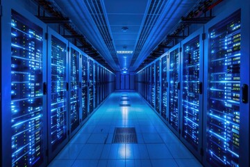 Fototapeta premium Row of servers in a modern data center facility