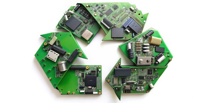 The Green Circuit Board Recycling Symbol, circuit board, recycle, electronics, e-waste
