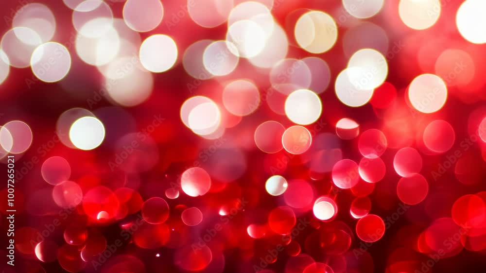 Poster red and white lights create a beautiful bokeh effect against a red background
