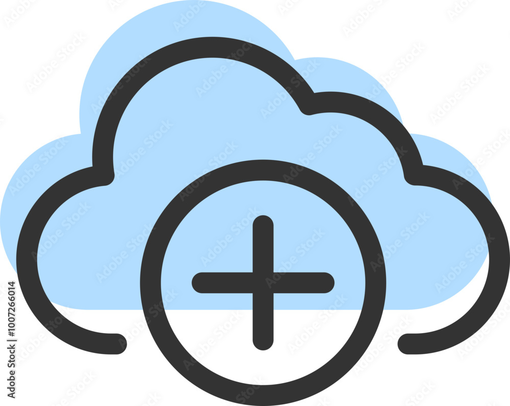 Poster cloud storage and data transfer vector icon. computing service and network related line icons. datab