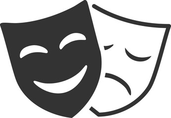 Comedy and Tragedy Masks. Masquerade Mask, Comic and Tragic Vector Icon for Theater or Carnival.