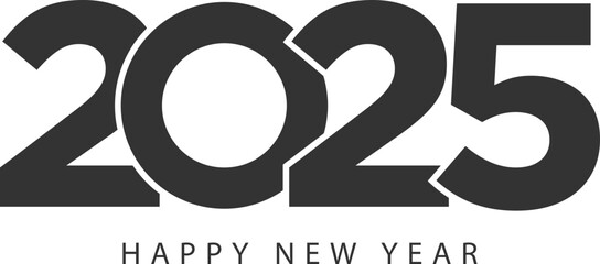 Simple style lines happy new year 2025 black white theme. Vector illustration.