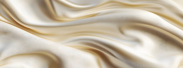 Obraz premium A close-up of the folds in cream-colored silk fabric, creating an elegant and luxurious background