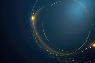 Obraz premium A simple yet elegant design featuring a gold circle against a blue background, accompanied by stars