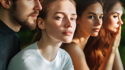 Fototapeta premium Three Friends Looking Away, Close-Up
