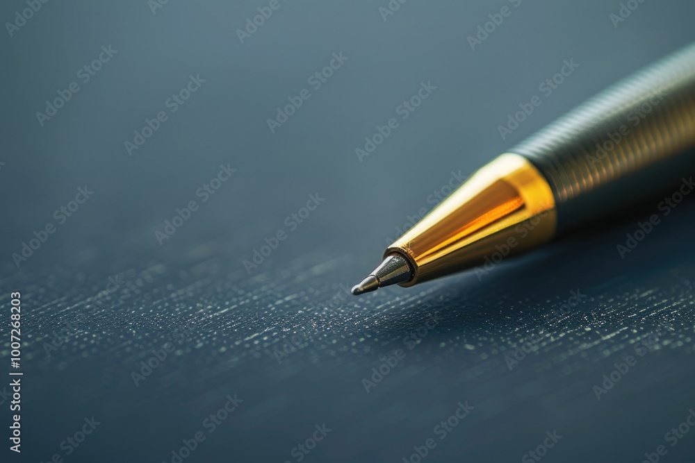 Poster a close-up shot of a pen lying on a table with a simple and clean background