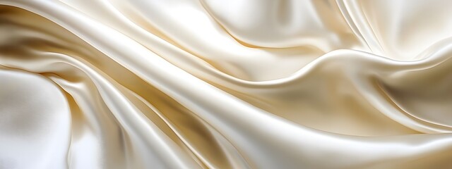 Obraz premium A close-up of the folds in cream-colored silk fabric, creating an elegant and luxurious background