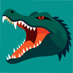 Stunning Close Up Vector Illustration Showcasing Crocodile's Fierce Open Mouth
