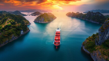 Futuristic cargo container ships enhance global logistics with advanced technology and networks