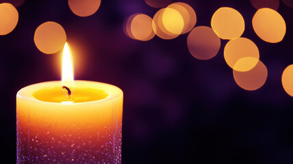 Warm Glow of a Single White Candle