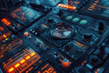 Fototapeta premium A close-up view of the control panel in an airplane, suitable for use in aviation-related contexts