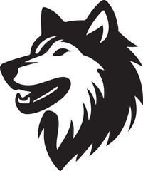 Naklejka premium Wolf head smiling silhouette icon set vector style in white background