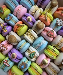 close up of colorful macaroons