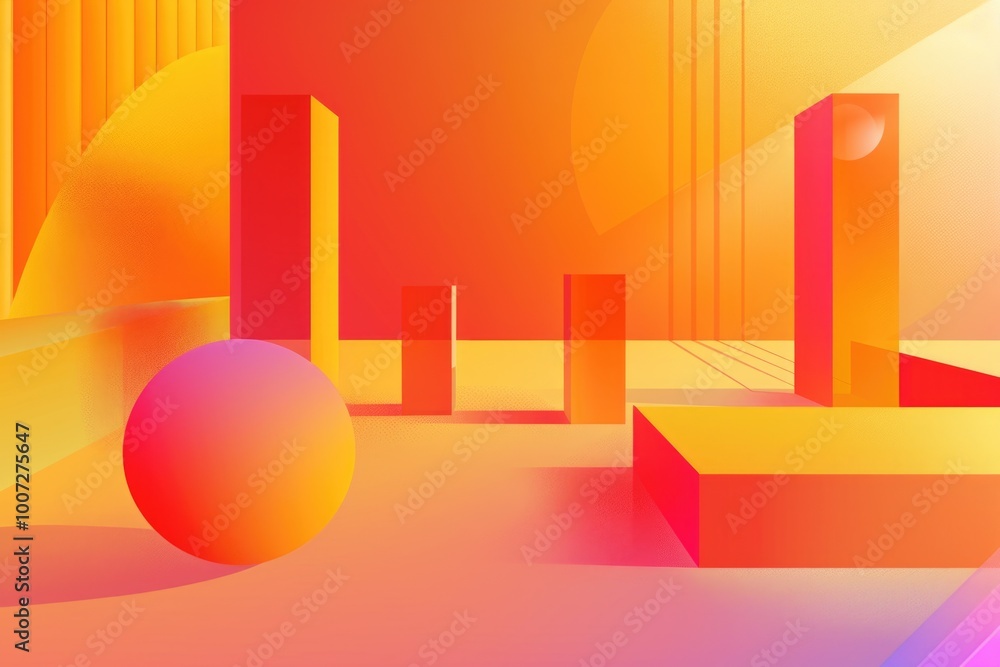 Poster a sphere sits on a table in a vibrant and cheerful room, perfect for use as a decorative element or 