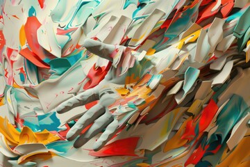 3D retro abstract artwork collage of arm leaving social media likes