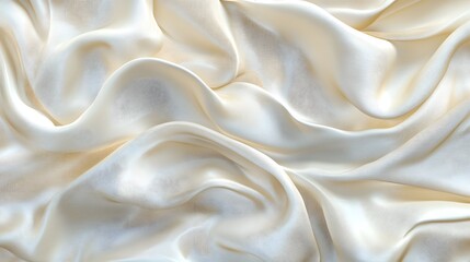 Fototapeta premium A close-up of the folds in cream-colored silk fabric, creating an elegant and luxurious background