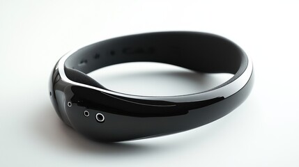 Black Curved Smartwatch Band with Silver Trim and Ports