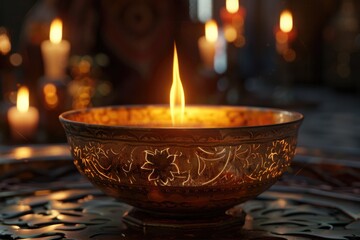 Ramadan Lighting Bowl Candle Festive