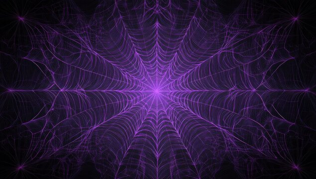 Purple spider web pattern flat design, dark background, Halloween theme, Halloween-inspired vibe Generative AI