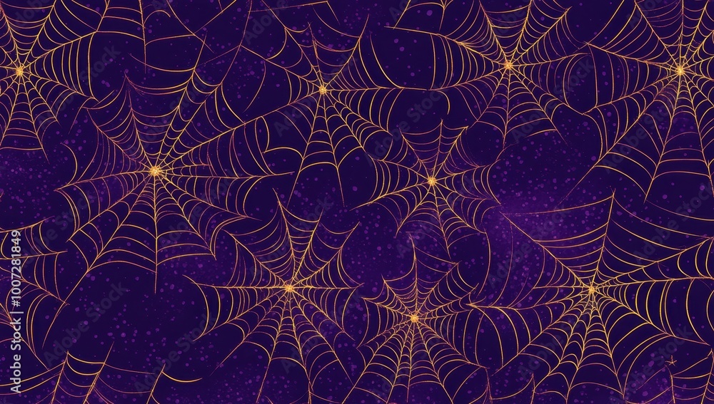 Canvas Prints web pattern, cobwebs on a purple background halloween design, dark colors generative ai