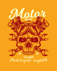 Vintage custom motorcycle poster. Original vector illustration in vintage style. T-shirt design.