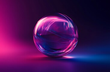 Abstract purple and blue neon glowing orb, 3d rendering