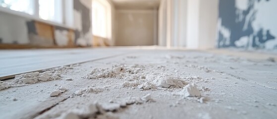 Renovation debris on the floor