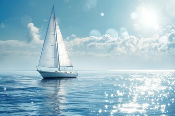 A sailboat is sailing on a calm blue ocean, generative ai image
