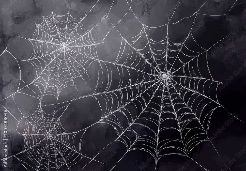 Canvas Prints white spider webs on a black background halloween style design generative ai
