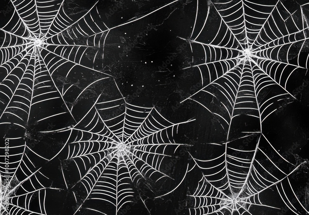 Canvas Prints illustration of spider webs on a black background generative ai