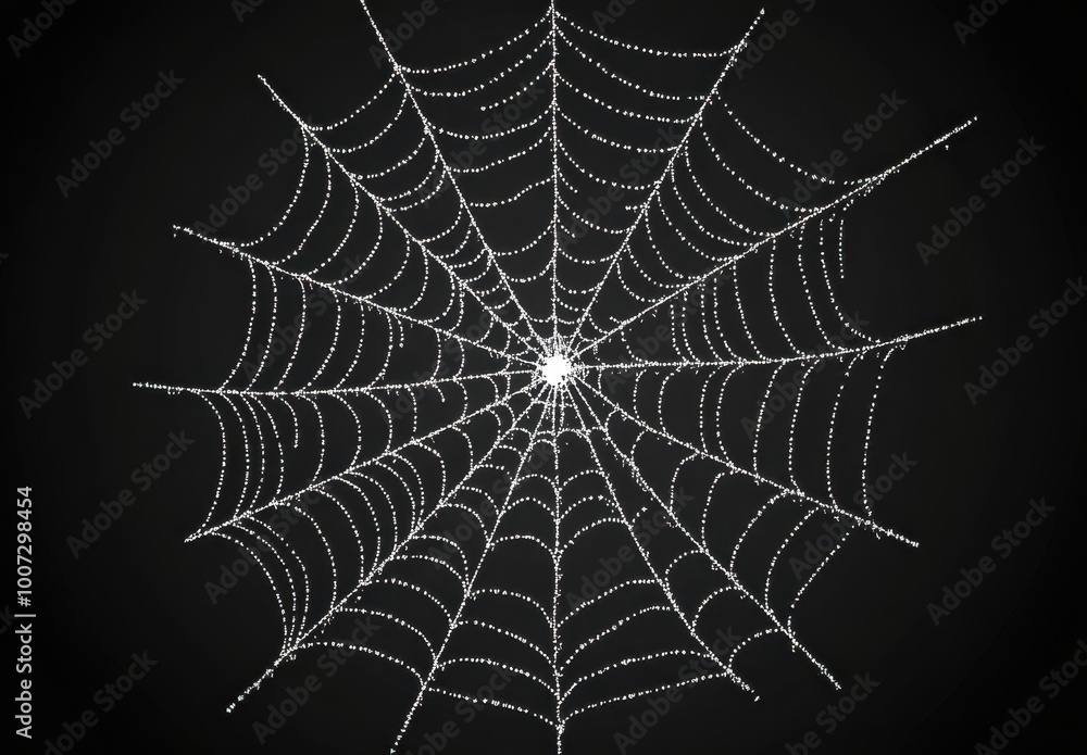 Wall mural halloween spider web on a black background generative ai