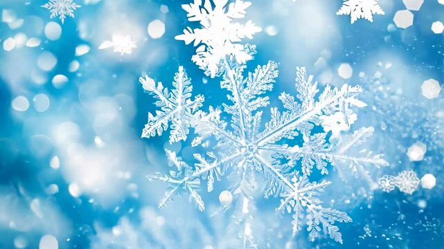 Blue white ice snow flakes pattern closeup shot. December or January outdoor outside nature beauty, beautiful cold frost holiday season, frozen shape wallpaper, winter greeting card decoration. 