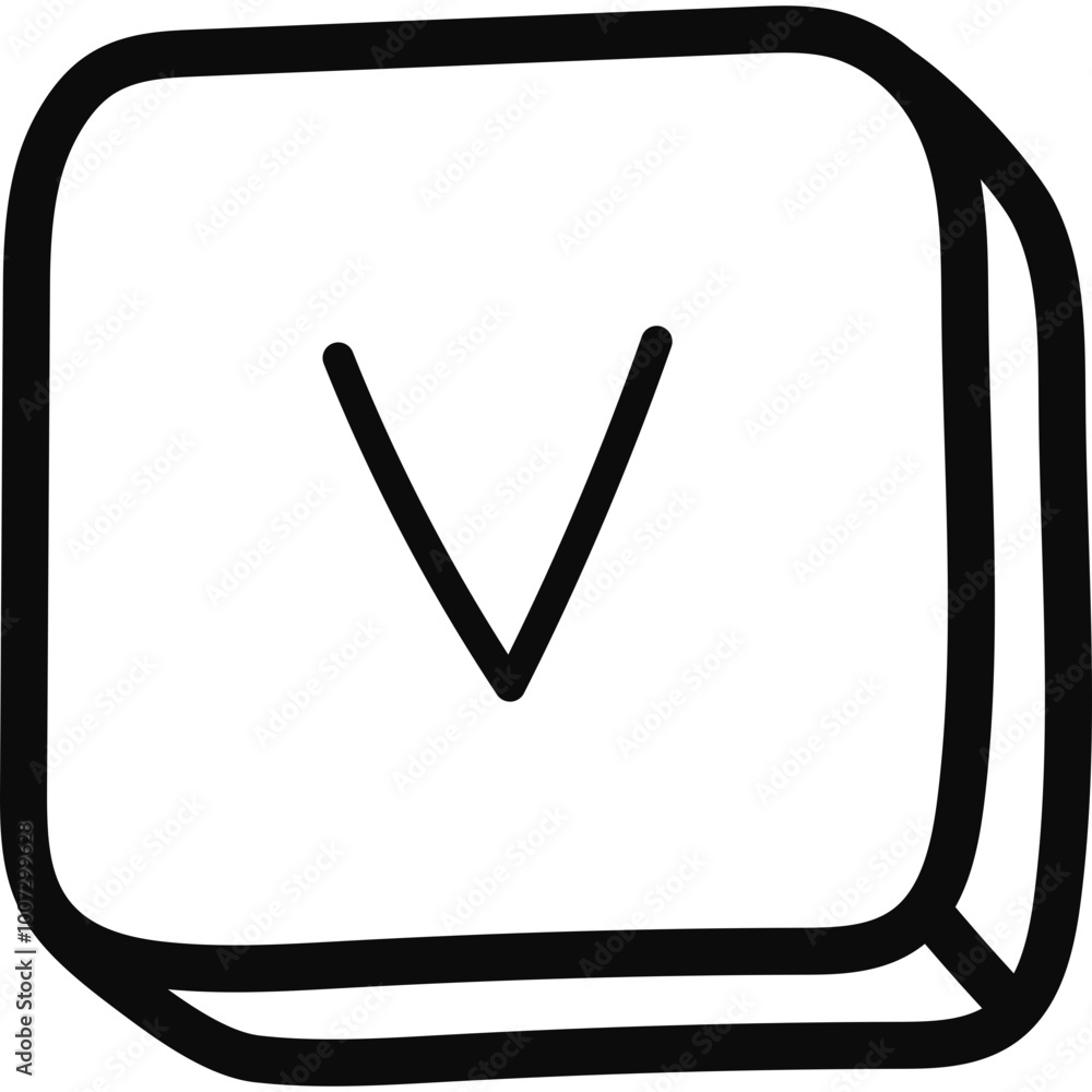 Poster cute doodle ctrl v keyboard buttons. paste key shortcuts for pc, computer and laptop. key combinatio